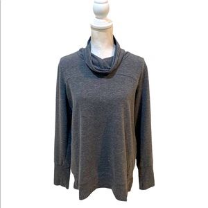 Rbx gray cowl neck sweatshirt side slits ribbed edge size large